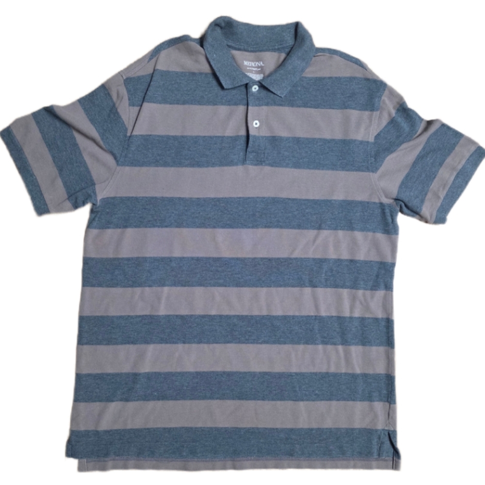 Merona The Ultimate Polo Shirt Men's  Size L Brown Gray‎ Two-Tone Cotton